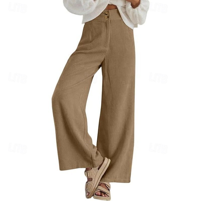 Women's Slacks Pants Trousers Streetwear Casual Full Length Natural Plain Pocket Buckle Outdoor Comfortable Outdoor Vacation Daily Wear Apricot Black Orange Green Fall Regular Fit 2025 - $19.99 –P2