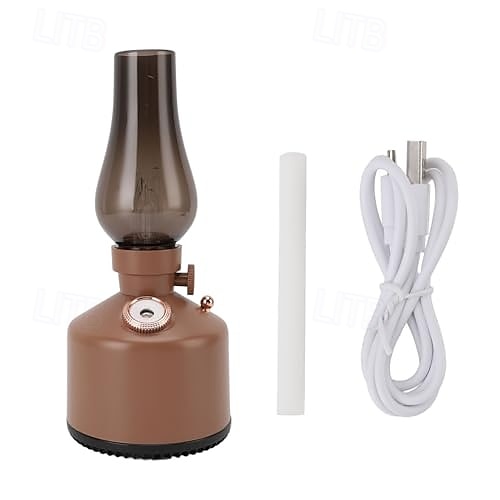 1 umidificatore vintage a lampada a cherosene, capacità 260 ml, silenzioso, con 2 impostazioni di nebulizzazione, luce notturna con oscuramento continuo per la camera da letto di casa del 2025 a $27.99 –P6