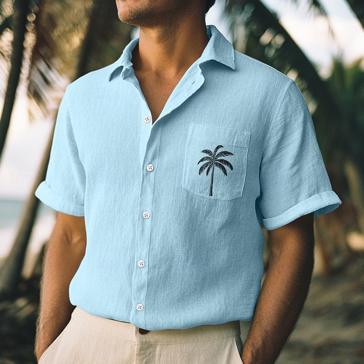 Herren Hemd Leinenhemd Sommerhemd Strandbekleidung Einfach Urlaub Lässig Blau Orange Grün Khaki Kurzarm Revers Sommer Frühling & Sommer Bekleidung Farbblock 2026 - $25.99 –P10