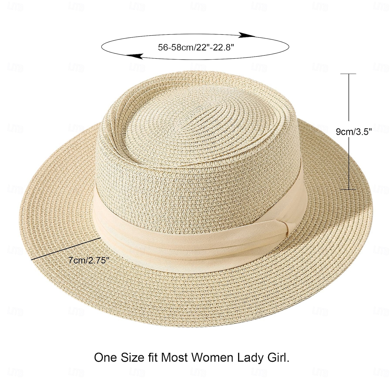 1 stk. elegant damehatt med strå og bred brem, lett og pustende sommerhatt for strandaktiviteter, uformell &formelle arrangementer, tilbehør til arrangementer 2025 - $13.99 –P2