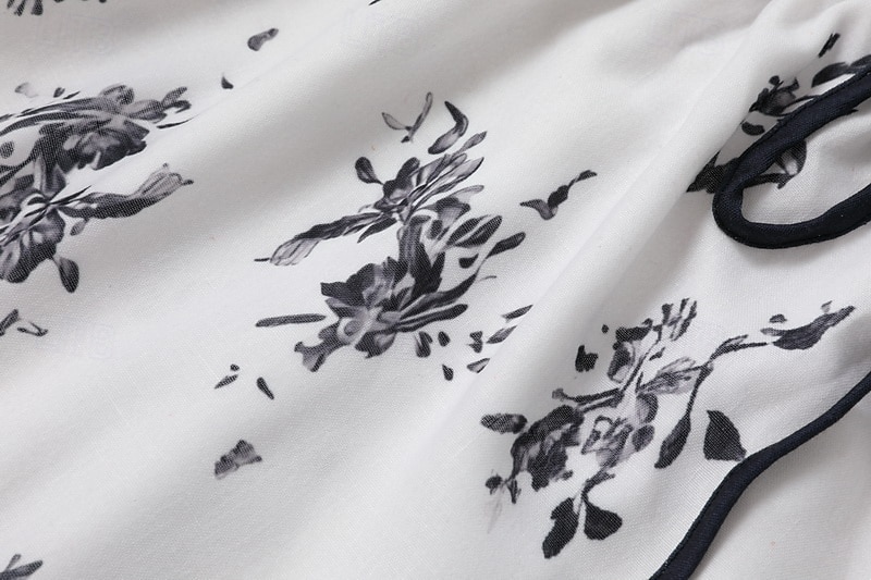 Damskie Sukienka mini Sukienka Boho Strój zachodni Moda Urlop Codzienny Wyjściowe Regularny Kwiat Długi rękaw W serek Biały Lato 2025 - $31.99 –P8