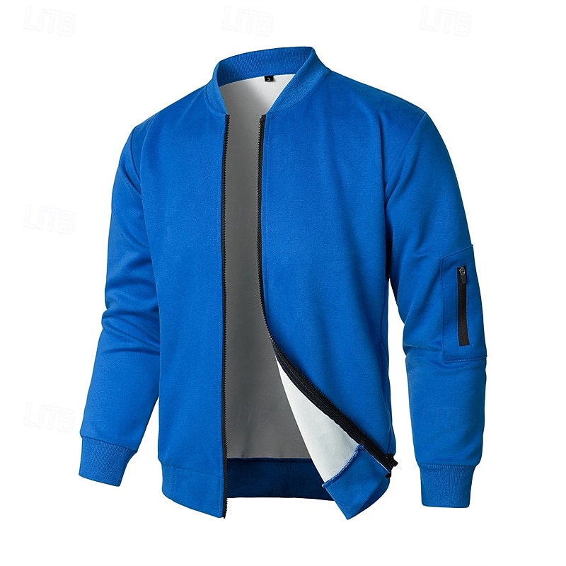 Herren Leichte Jacke Freizeitjacke Urlaub Täglich Tasche Frühling Herbst Einfach Mode Klassisch Stehkragen Regulär Schwarz Blau Grau Jacken 2026 - $36.99 –P12