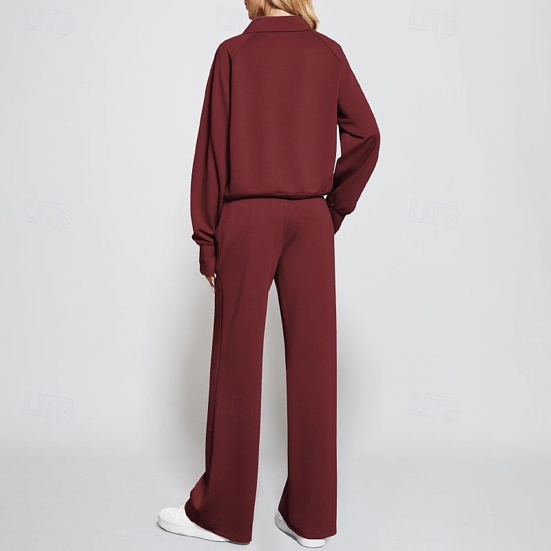 نسائي بدلة رياضية بنطلونات بنطلون واسع الساق دانتيل جيب لون سادة أطقم ملابس رياضية الخريف أسود أبيض الصالة الرياضية رياضات ركض ضد الهواء كم طويل رياضة ألبسة رياضية قابل للبسط عادي 2025 - $34.99 –P12