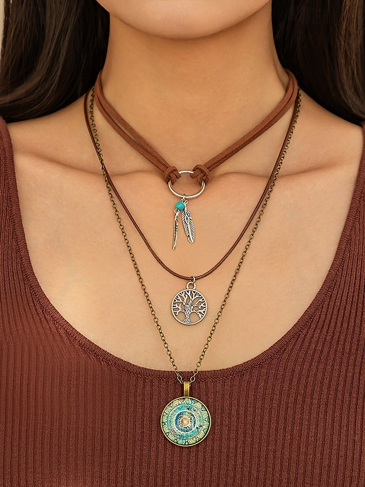 Ensemble de colliers à breloques bohèmes superposés pour femmes – pendentifs multicouches mauvais œil, soleil et étoile avec tour de cou en perles, pour la mode spirituelle, les festivals et le quotidien de 2025 ? $11.99 –P3