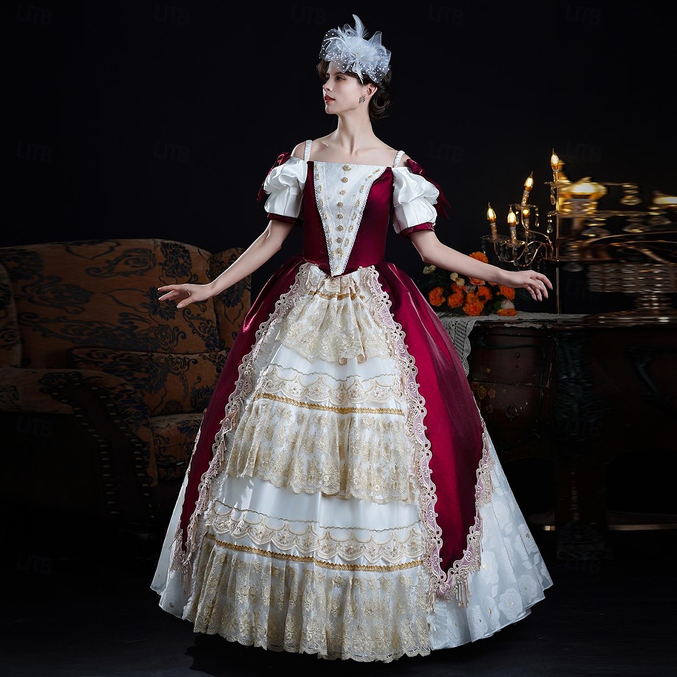 Vintage Rokoko Renässans Maxi Klänningar Vanligt Juliet ärm Prinsessa Brud Plisserad Med volanger Prinsessa Rund hals Dam Halloween Karnival Maskerad Prestanda Fest Halloween Vuxen Alla årstider 2025 - $356.59 –P5