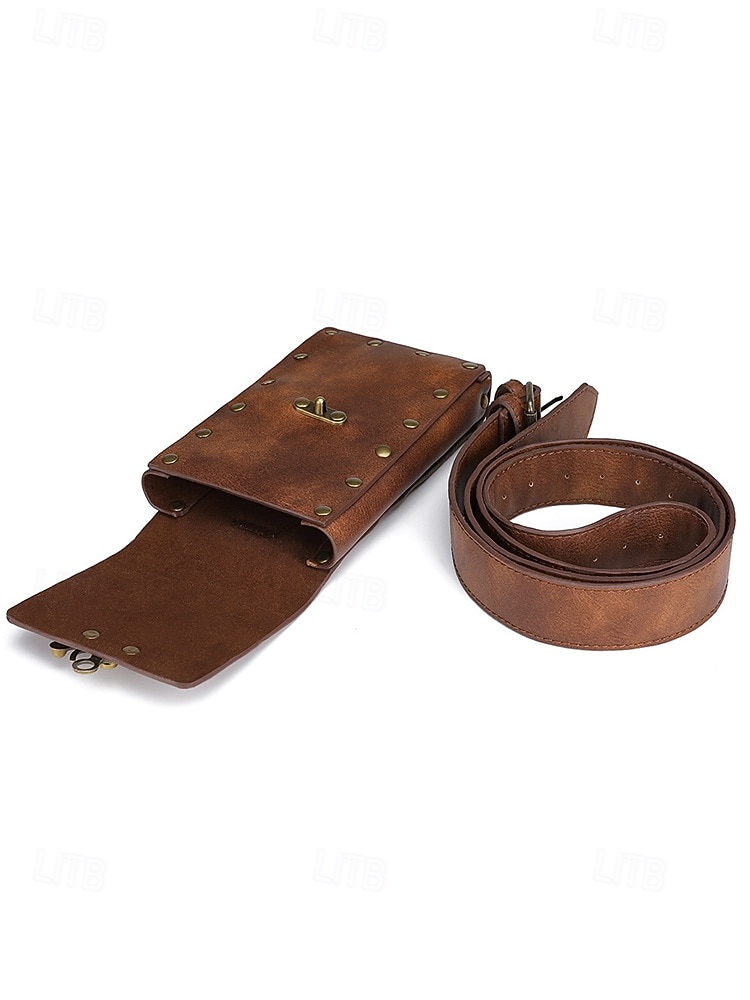Bohemisk westernmidjeväska i konstläder för kvinnor med vintagespänne, retro nitdetaljer och handsfree-telefonhållare, lämplig för festivaler, resor och dagligt utomhusbruk 2025 - $19.99 –P7