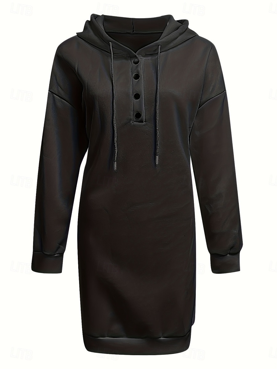 Damen Minikleid Shiftkleid Lässig Täglich Lässiger Schnitt Grafik Langarm Mit Kapuze Schwarz Weiß Rosa Wein Frühling Herbst Winter 2025 - $14.99 –P6