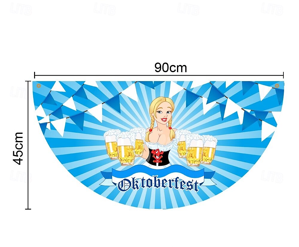 Oktoberfest tysk bayersk vimpel flagg 3 x 1,5 ft ikke-pleated sjekk blå hvit vifte flagg banner polyester flagg feriested utendørs hengende dekorasjon 2025 - $8.99 –P4