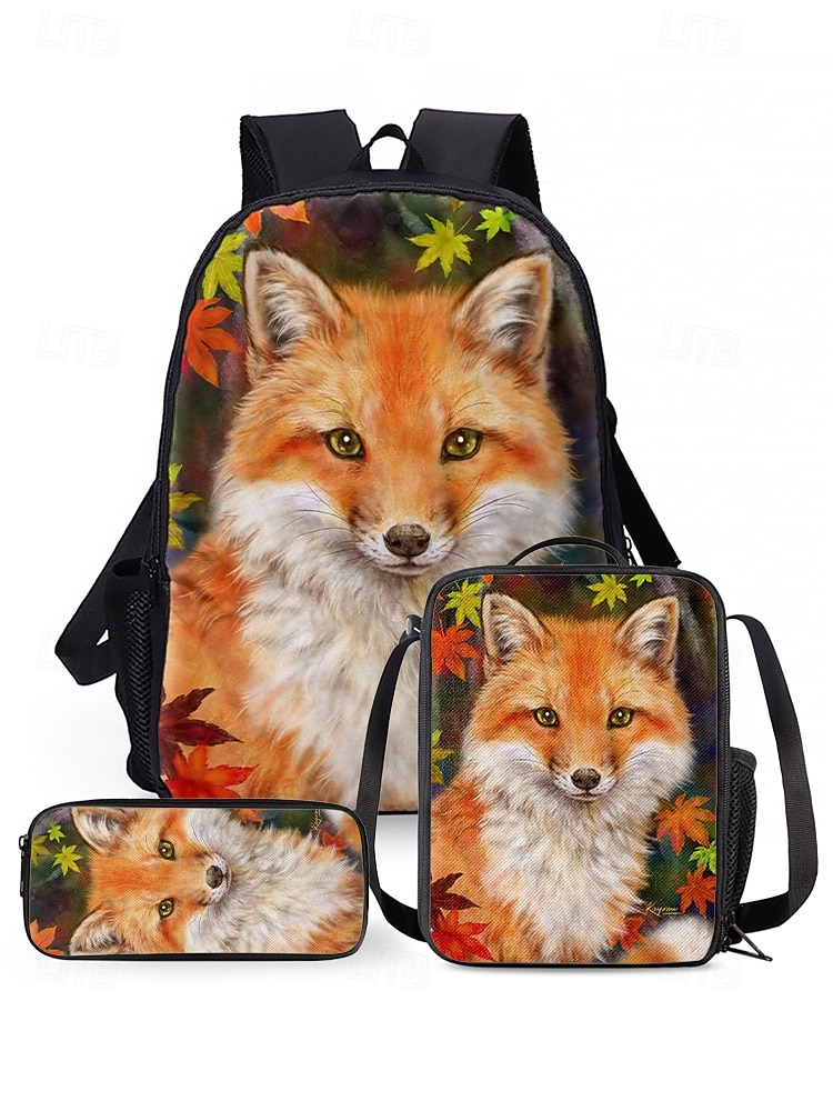 Set di zainetto a forma di volpe per bambine delle elementari, composto da 3 pezzi: borsa per il pranzo e astuccio, simpatico zainetto con animali del bosco per il ritorno a scuola e l'uso quotidiano. del 2026 a $34.99 –P8