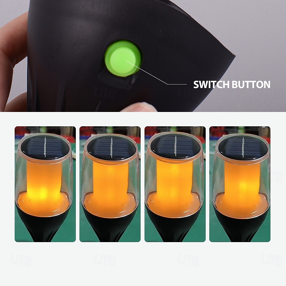 1 Pc Outdoor Waterproof Solar LED Torch Ground Plug Light Lawn Garden Courtyard Path Halloween Christmas Festival Flame Jumping Decorative Light Landscape Light 2026 - $16.49 –P6