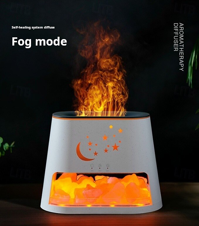 1 Pc Natural Rock Aromatherapy Machine Humidifier Colorful Flame Atmosphere Light with Essential Oil Addition Hollow Star Moon Salt Stone Decorative Light Remote Control Timing DC24V Plug 2025 - GBP £23 –P14
