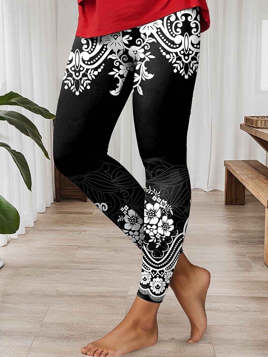 Femmes Leggings ancien Mode Style Ethnique Longueur complète Taille haute Graphique Formes Géométriques Impression Respirant Doux Élastique Occasionnel Quotidien Fête Blanche Bleu Vert Améthyste Ét de 2025 ? $19.99 –P1