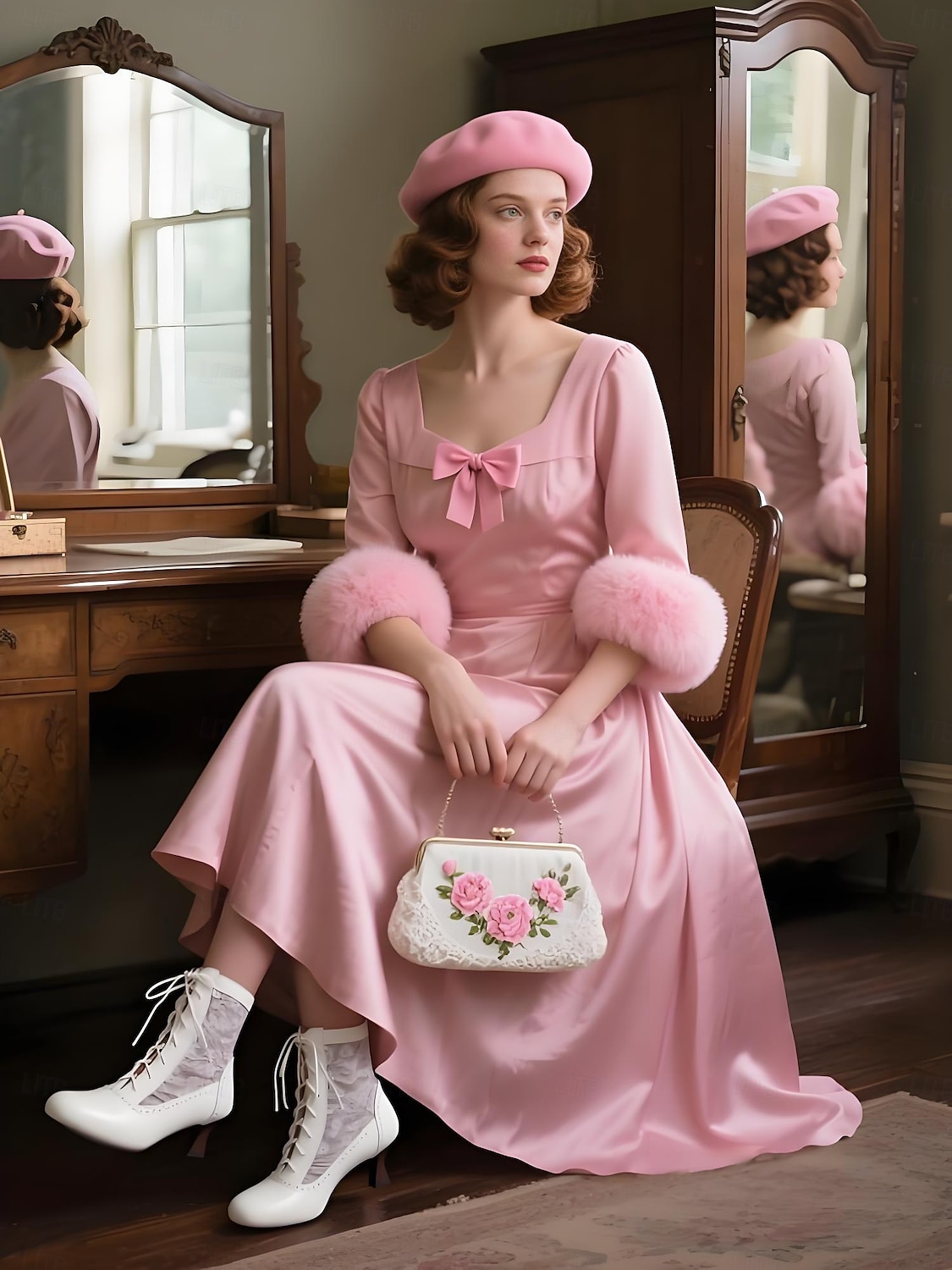 Botas femininas vintage dos anos 1930, com cadarço, brancas, com inserções de renda floral – saltos elegantes em estilo retrô para eventos formais, casamentos e festas de 2025 por $54.99 –P3