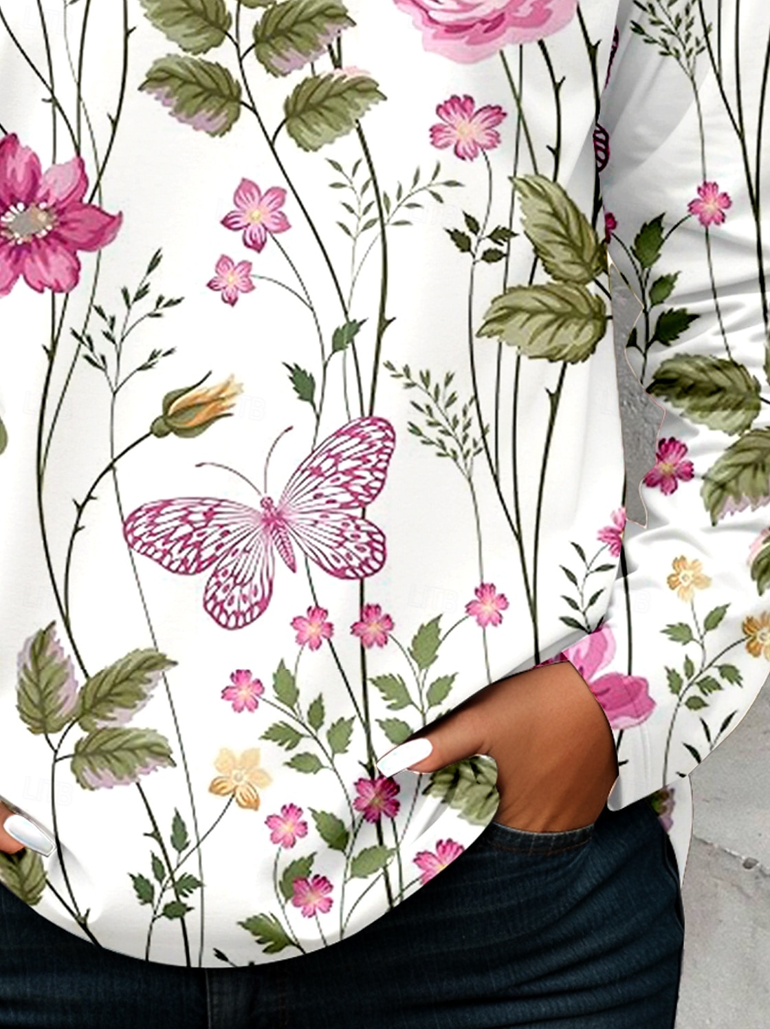 Damen T Shirt Blumen Grafik Pflanzen Vintage Stilvoll Klassisch Langarm V Ausschnitt Einkerbiger Ausschnitt Normale Oberteile Täglich Druck Khaki Rosa Leicht Blau Frühling Herbst 2025 - $24.99 –P3