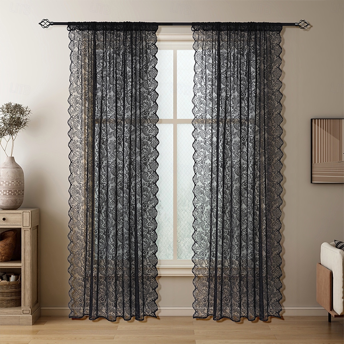 Curtain Drapes French Vintage Lace Sheer Curtains - Decorative Privacy Drapes for Living Room & Bedroom, Room Divider 2026 - $9.49 –P12