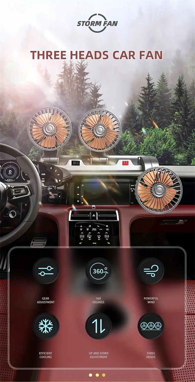 5V Car Fan Triple Head USB Interface Electronic Fan 3-speed Adjustable USB Gadget for Car Cooling Fan Car Computer Accessories - USB Fan Compatible with Notebook Computers 2025 - $38.99 –P1