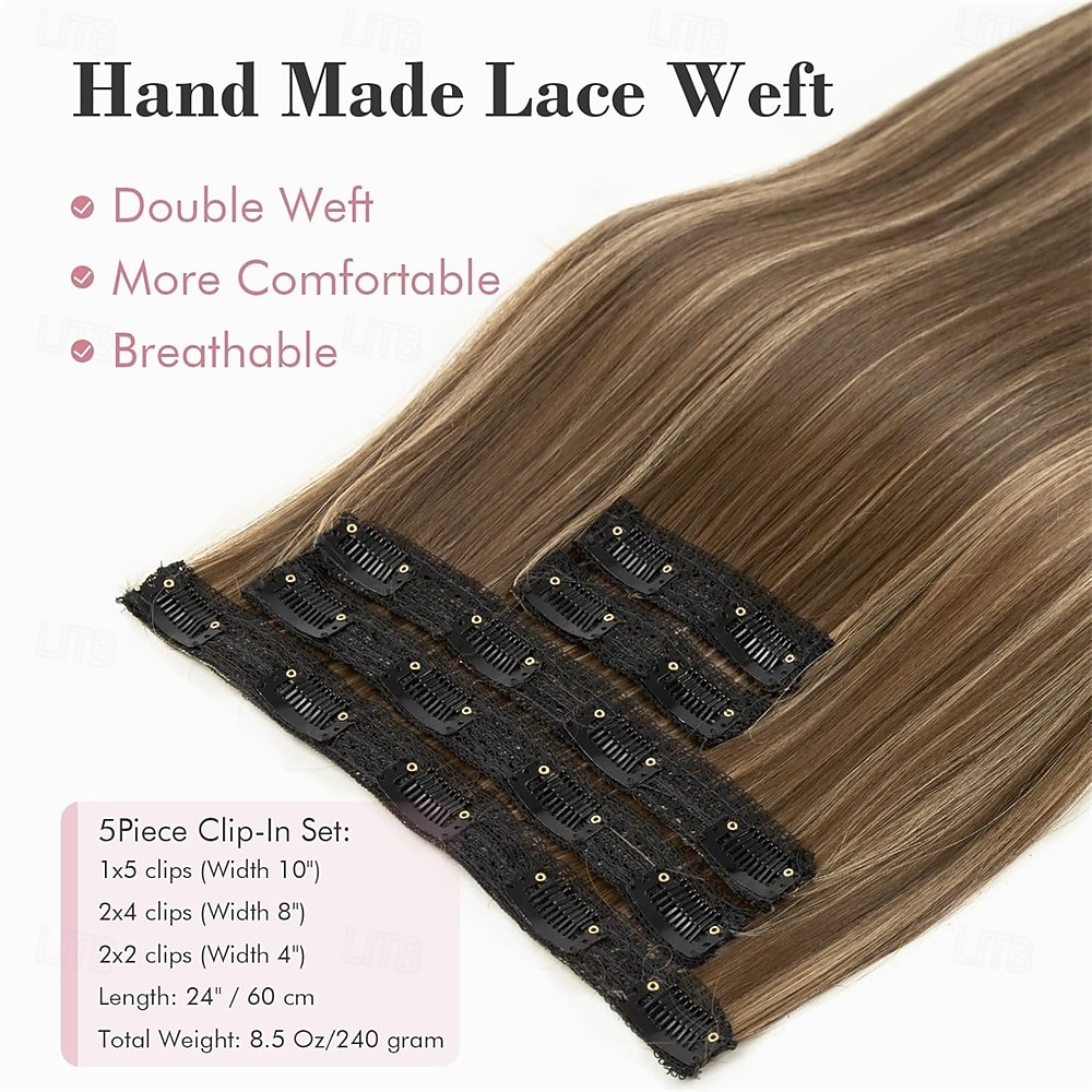 2026年 クリップインヘアエクステンションヘアエクステンション厚く長いレースウェフト軽量合成ヘアピース女性用（24インチ-240グラム  コレクション – $28.99 –P6