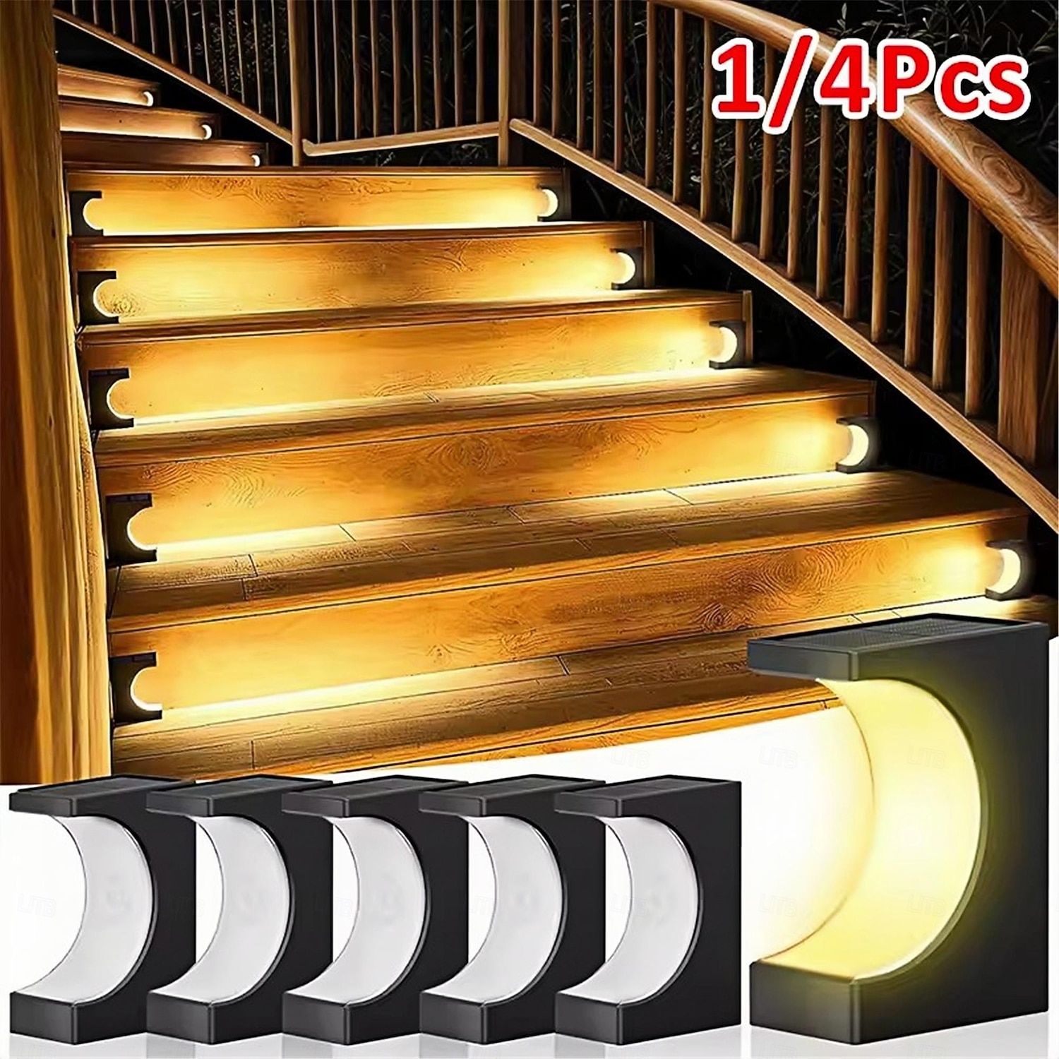 1/4PCS LED Step Lamp Solar Stair Light Outdoor IP65 Waterproof Solar Light for Garden Deck Path Balcony Decor Lighting 2026 - $21.99 –P2