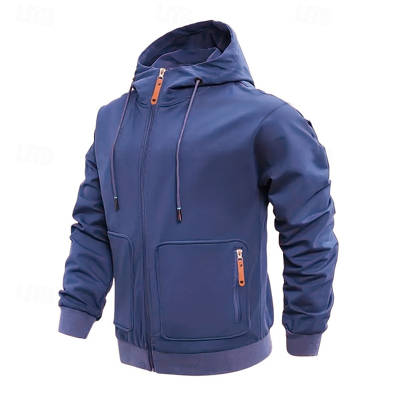 Pánské Kapuce Mikina s kapucí na zip Černá Fialová Námořnická modř Khaki Světle šedá Kapuce Bez vzoru Kapsy Sporty a outdoor Denní Dovolená Polyester Šik ven Základní Na běžné nošení Jaro Podzim 2026 - $28.99 –P8