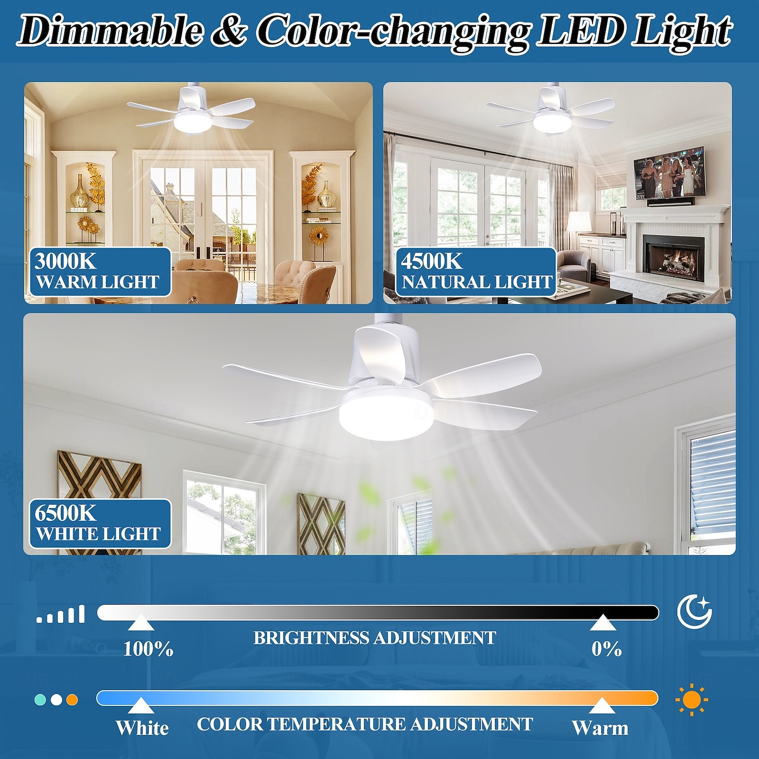 1 moderner Deckenventilator-Kronleuchter mit intelligenter Fernbedienung, E27-Schraubsockel – einfach zu installieren, starker Wind für Wohnzimmer, Schlafzimmer, Arbeitszimmer, Küche, Werkstatt, 2025 - $50.99 –P2