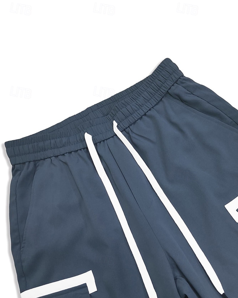 Men's Cargo Pants Trousers Techwear Elastic Waist Drawstring Multi Pocket Color Block Wearable Outdoor Daily Camping & Hiking Fashion Classic Black Blue 2026 - $30.99 –P5
