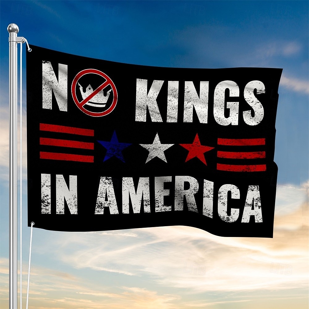 Nessun re protesta all'aperto al chiuso con occhielli bandiera americana casa cortile giardino decorazioni festa striscione cartello del 2026 a $12.99 –P3