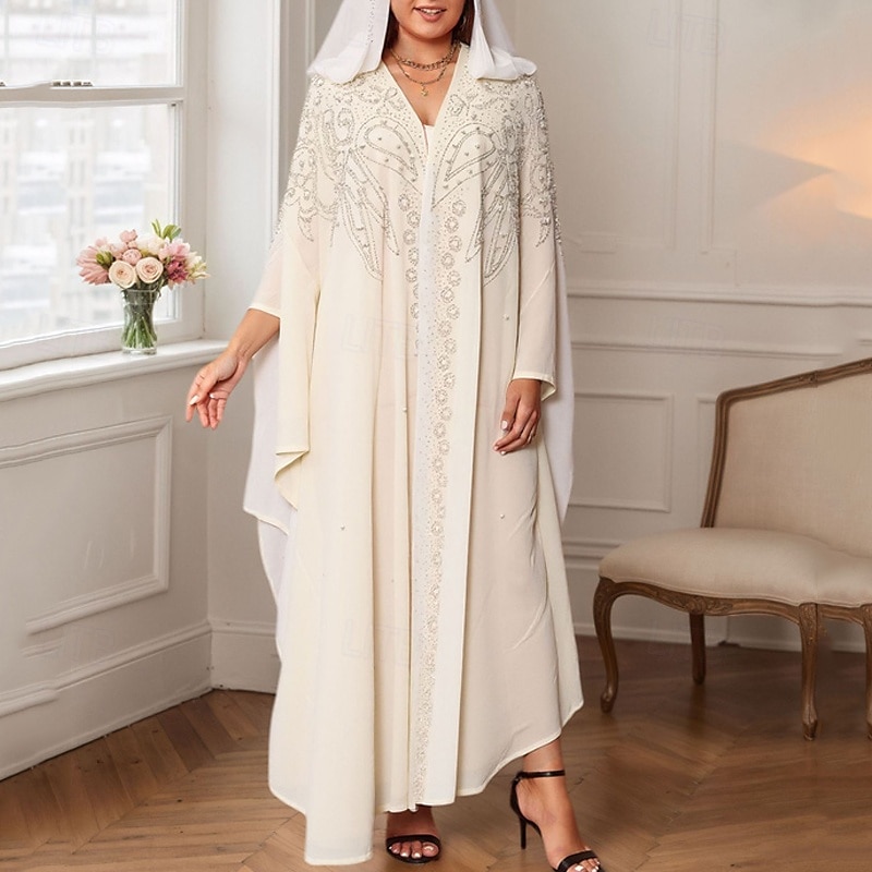 Damen Langes Kleid Maxikleid Freizeitkleid Boho-Kleid Westernkleid Mode Muslim Outdoor Party Ferien Normale Passform Einfach Langarm Mit Kapuze Weiß Purpur Hellgrau Frühling Herbst 2025 - $26.99 –P3