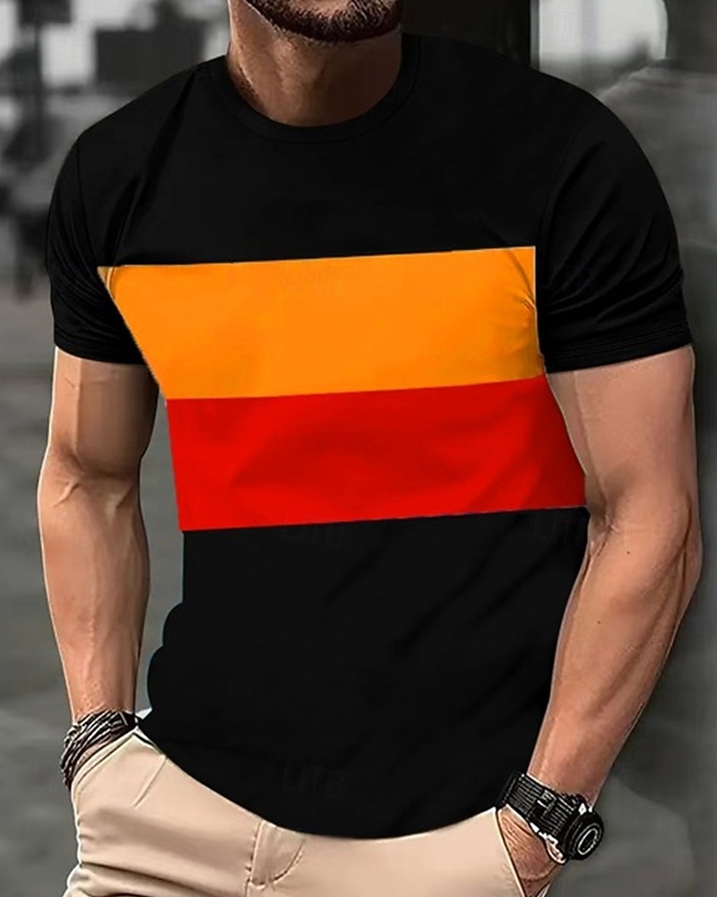 Bărbați Tricou Tricouri Cămașă cu mânecă scurtă Tee Top Manșon scurt Stil Nautic Vară Bloc Culoare Modă Designer De Bază Peteci Vacanță Stradă Ieșire Galben Rosu Portocaliu Top tricou pentru bărbați 2025 - $13.49 –P5