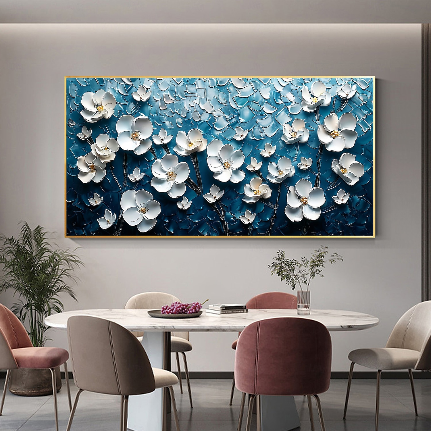 Handmade Original White Flower Oil Painting On Canvas Abstract Landscape Wall Art for Home Decor With Stretched Frame Without Inner Frame Painting 2025 - $183.99 –P4