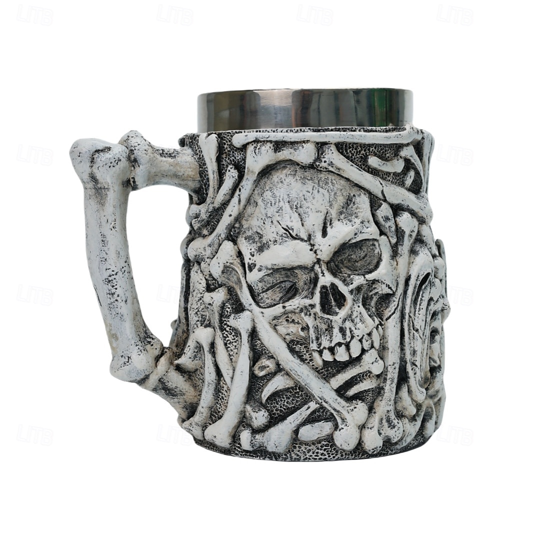 Tazza teschio di Halloween in resina 3D &Boccale da birra in acciaio inox a doppio strato, tazza da caffè a forma di teschio, bicchieri per feste di Halloween, regalo fantastico per gli amanti della del 2025 a $23.99 –P5