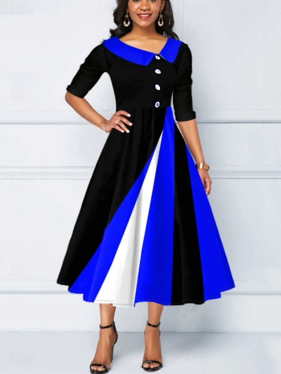 Naisten Midimekko A linjainen mekko Bodycon mekko Puolimuodolliset mekot Toimisto Normaali Geometrinen 3/4 hiha V kaula-aukko Keltainen Viini Sininen Purppura Kesä Syksy 2025 - $31.99 –P11