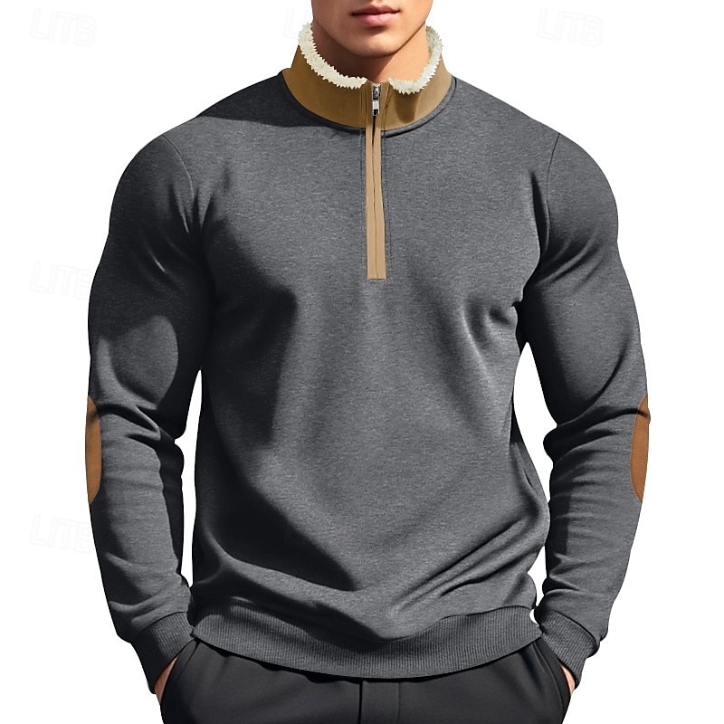 Bărbați Pulover cu glugă cu glugă Hanorac cu fermoar Negru Bleumarin Kaki Gri Deschis Gri Închis Guler în picioare Simplu Buzunar frontal Quarter Zip Sporturi & Exterior Casual Zilnic Șic Strad 2025 - $27.99 –P1