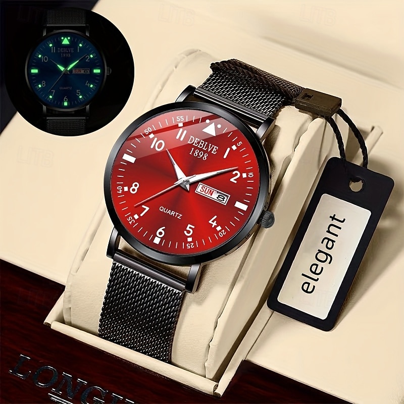 A New Milan Stainless Steel Bracelet Business Quartz Watch With A Px7 Water Resistance Rating And Luminous Date And Day Display. It Is A Fashionable Trendy Casual And Versatile Sports Men'S Business 2025 - $16.99 –P1