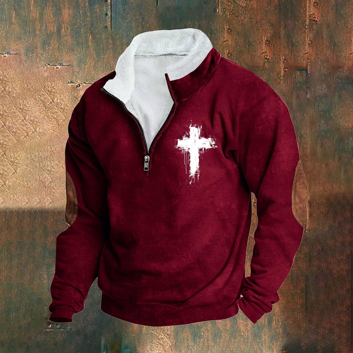 Herren Sweatshirt Viertelreißverschluss Sweatshirt Schwarz Weiß Wein Armeegrün Königsblau Halber Reißverschluss Farbblock Kreuz Halber Reißverschluss Druck Sport & Outdoor Täglich Ferien Polyester 2025 - $23.99 –P8