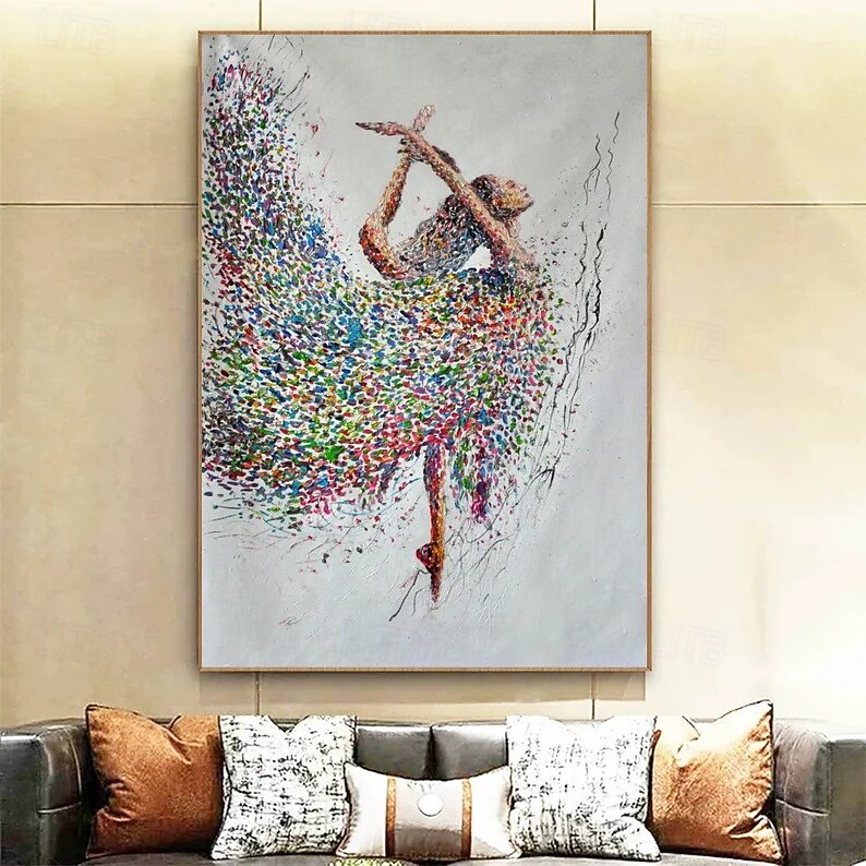 2025年 ダンスの絵画、額入り抽象画、バレリーナのウォールアート、大きなダンスの絵画、ダンスのホームペインティング、ダンサーのウォールアート、パーティーギフト  コレクション – $58.99 –P4