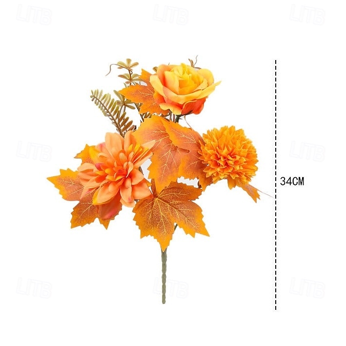 1 ramo de flores artificiales de otoño, corona de calabaza con hojas de arce para Acción de Gracias, arreglo decorativo para el hogar otoñal de Halloween 2025 - $8.99 –P13