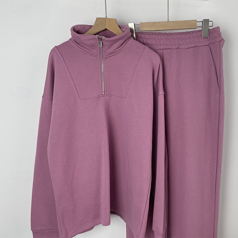 Mulheres Moletom Suéter Conjunto de Roupa Atlética Bolsos Cor Sólida Conjuntos Outono Inverno Cáqui Preto Academia Corrida Exercite-se Térmico / Quente A Prova de Vento Macio Manga Longa Esporte de 2026 por $56.99 –P5