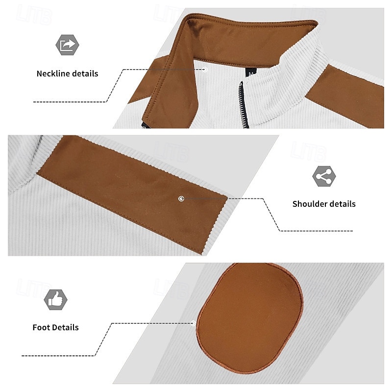 Men's Lightweight Jacket Corduroy Jacket Casual Jacket Vacation Daily Pocket Spring Fall Color Block Fashion Classic Stand Collar Regular Apricot Black White Yellow Wine Jacket 2025 - $29.99 –P4