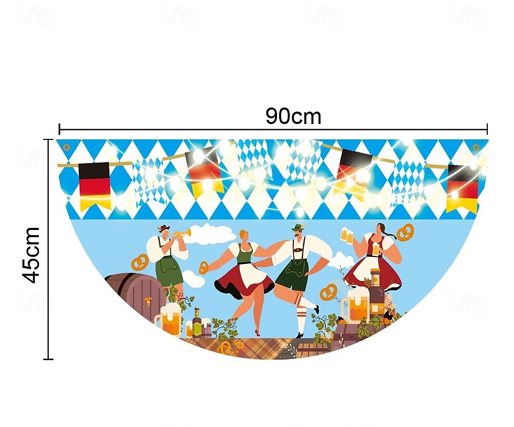 Oktoberfest tysk bayersk vimpel flagg 3 x 1,5 ft ikke-pleated sjekk blå hvit vifte flagg banner polyester flagg feriested utendørs hengende dekorasjon 2025 - $8.99 –P3