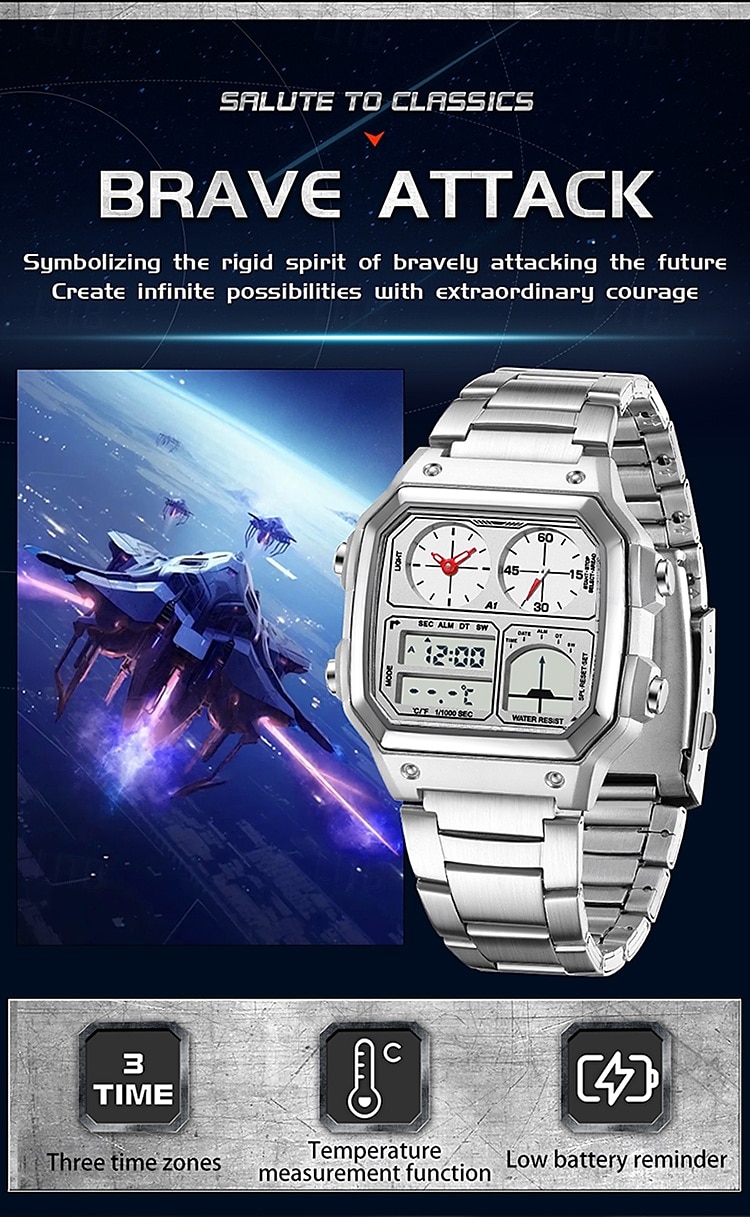 SANDA Men Digital Watch Outdoor Fashion Casual Wristwatch Luminous Stopwatch Alarm Clock Three Time Zones Steel Silicone Gel Watch 2025 - $31.99 –P6