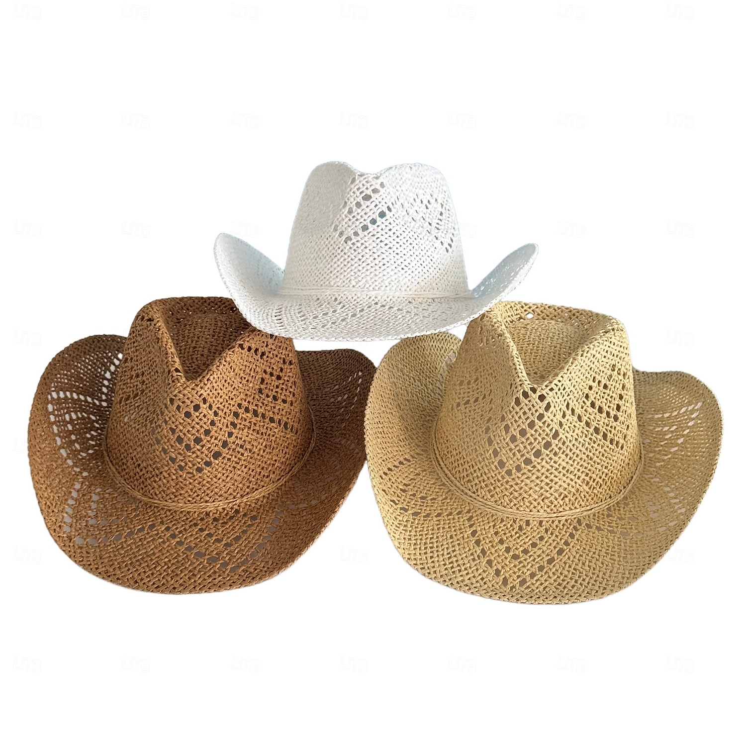 1 stk. elegant damehatt med strå og bred brem, lett og pustende sommerhatt for strandaktiviteter, uformell &formelle arrangementer, tilbehør til arrangementer 2025 - $44.99 –P5