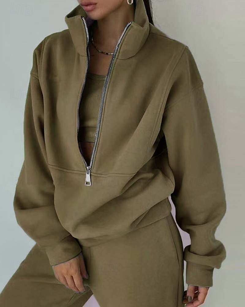 Damskie Spodnie dresowe Dres polarowy Góra ścieżki Zamek 2-częściowa Solidne kolory Rozpinana bluza i spodnie dresowe Zestawy odzież Jesień Leśna zieleń Granatowy Siłownia Sportowy Bieganie Keep Warm 2026 - $31.99 –P9