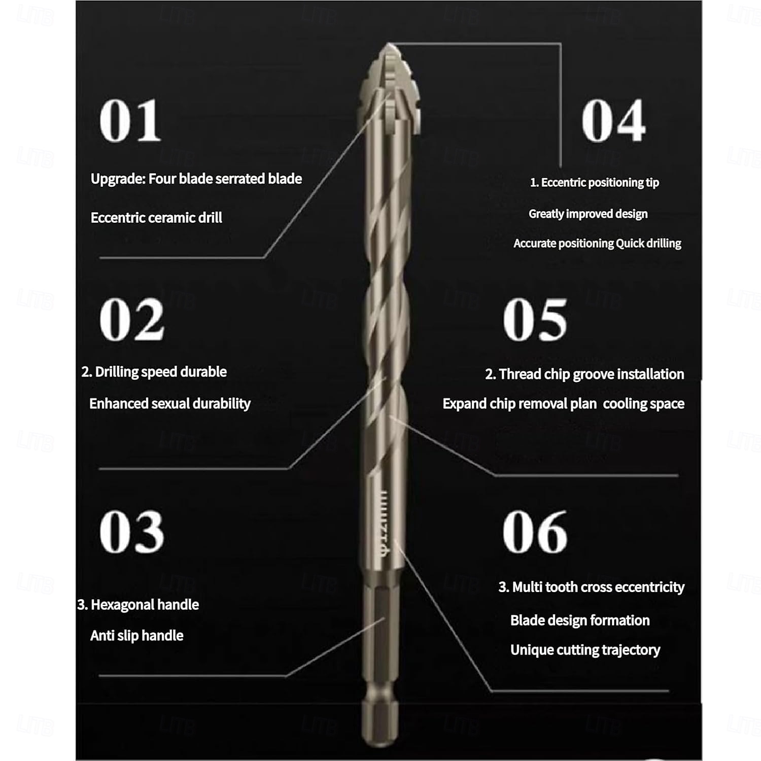 trapano eccentrico a quattro lame seghettate, nuovo set di punte per trapano eccentrico a quattro taglienti, set di punte e maschi rivestiti in titanio ad alte prestazioni Quickpierce per del 2025 a $15.99 –P2