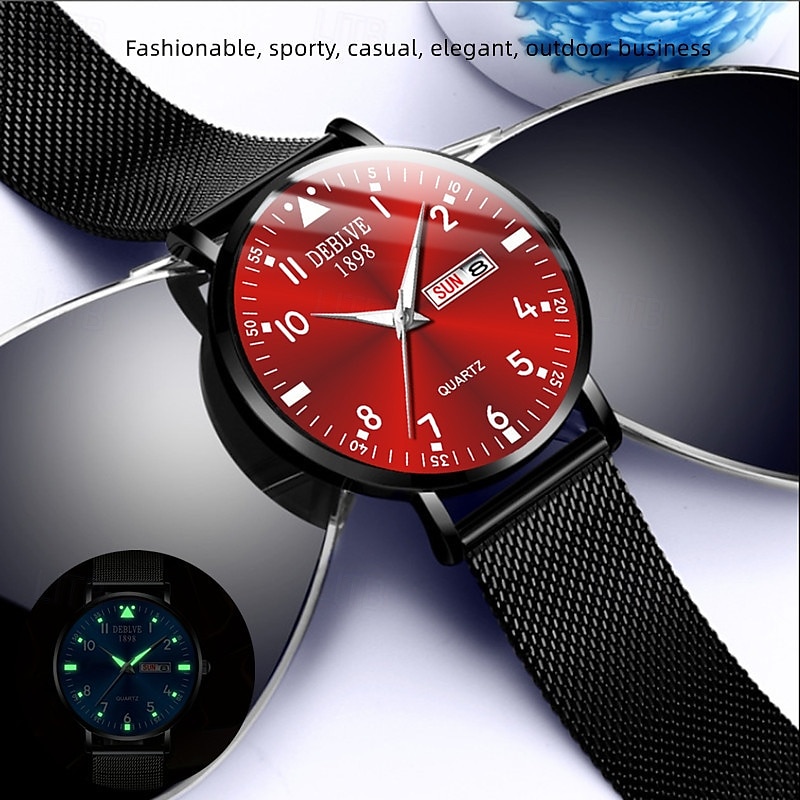 A New Milan Stainless Steel Bracelet Business Quartz Watch With A Px7 Water Resistance Rating And Luminous Date And Day Display. It Is A Fashionable Trendy Casual And Versatile Sports Men'S Business 2025 - $16.99 –P7