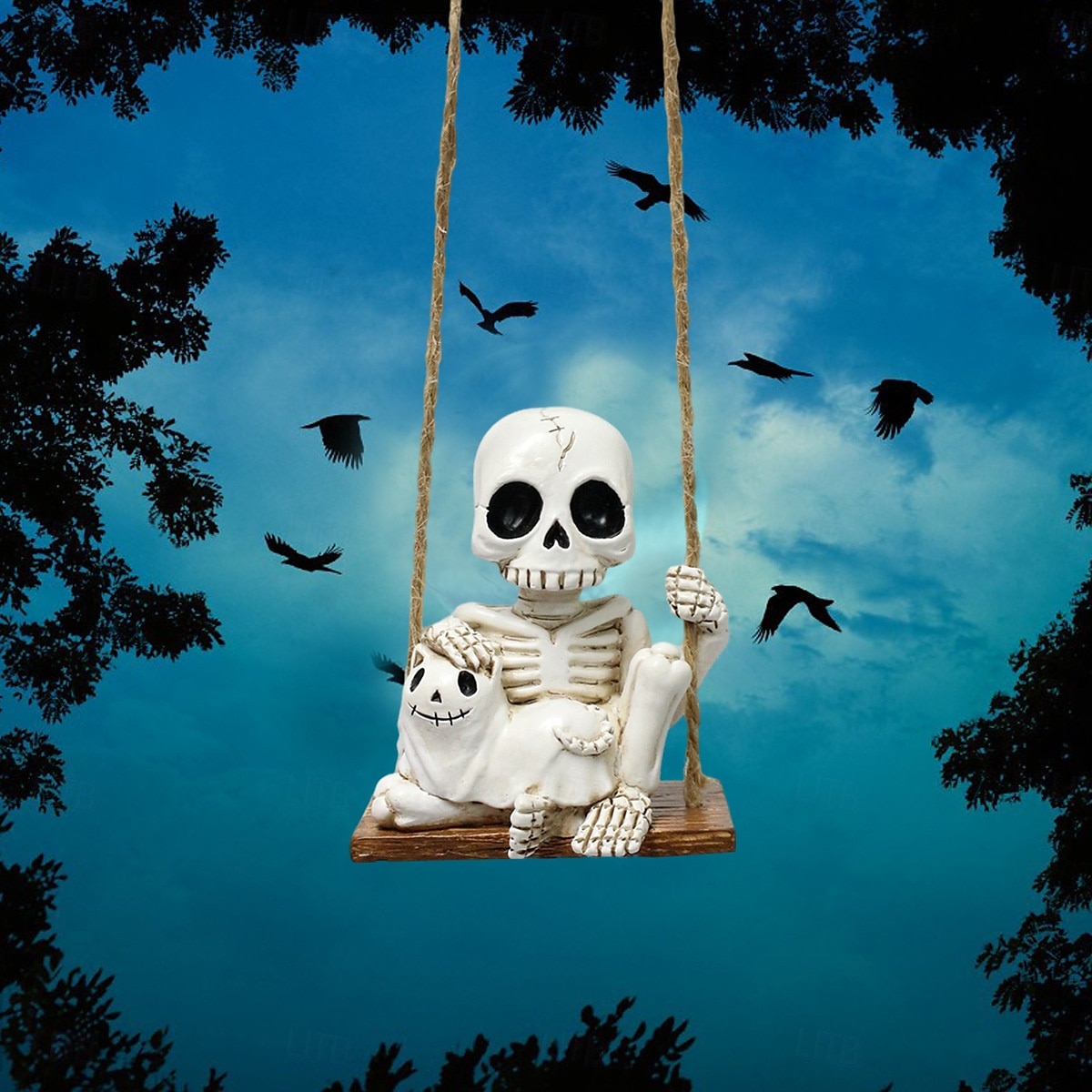 Figurine créative en résine représentant un squelette et un chat pour Halloween, tête de fantôme effrayante à suspendre, décoration de maison et de fête en résine pour Halloween de 2025 ? $11.99 –P3