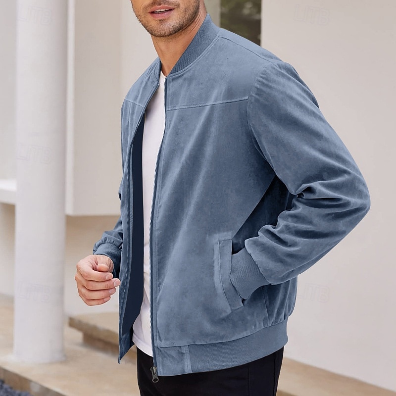 Homme Veste Légère Veste Décontractée Vacances Quotidien Résistant à l'usure Avec Poches Été Printemps Uni Mode Classique Col montant Régulier Noir Bleu Chameau Vert Véronèse Bleu de minuit Veste de 2025 ? $33.99 –P5