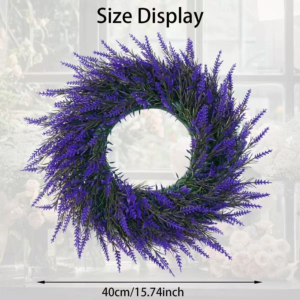Ghirlanda di lavanda artificiale da 40 cm per porta d'ingresso, decorazione da parete per interni, decorazione per matrimoni e accessorio fotografico del 2026 a $22.99 –P6