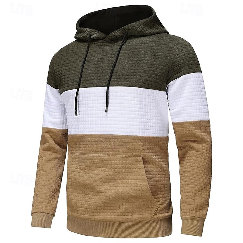 Hombre Sudadera Blanco Amarillo Vino Verde Ejército Caqui Con Capucha Bloque de color Bolsillo Con Texturas Deporte Diario Festivos Poliéster Ropa de calle Básico Casual Primavera Otoño Ropa 2025 - $20.99 –P5