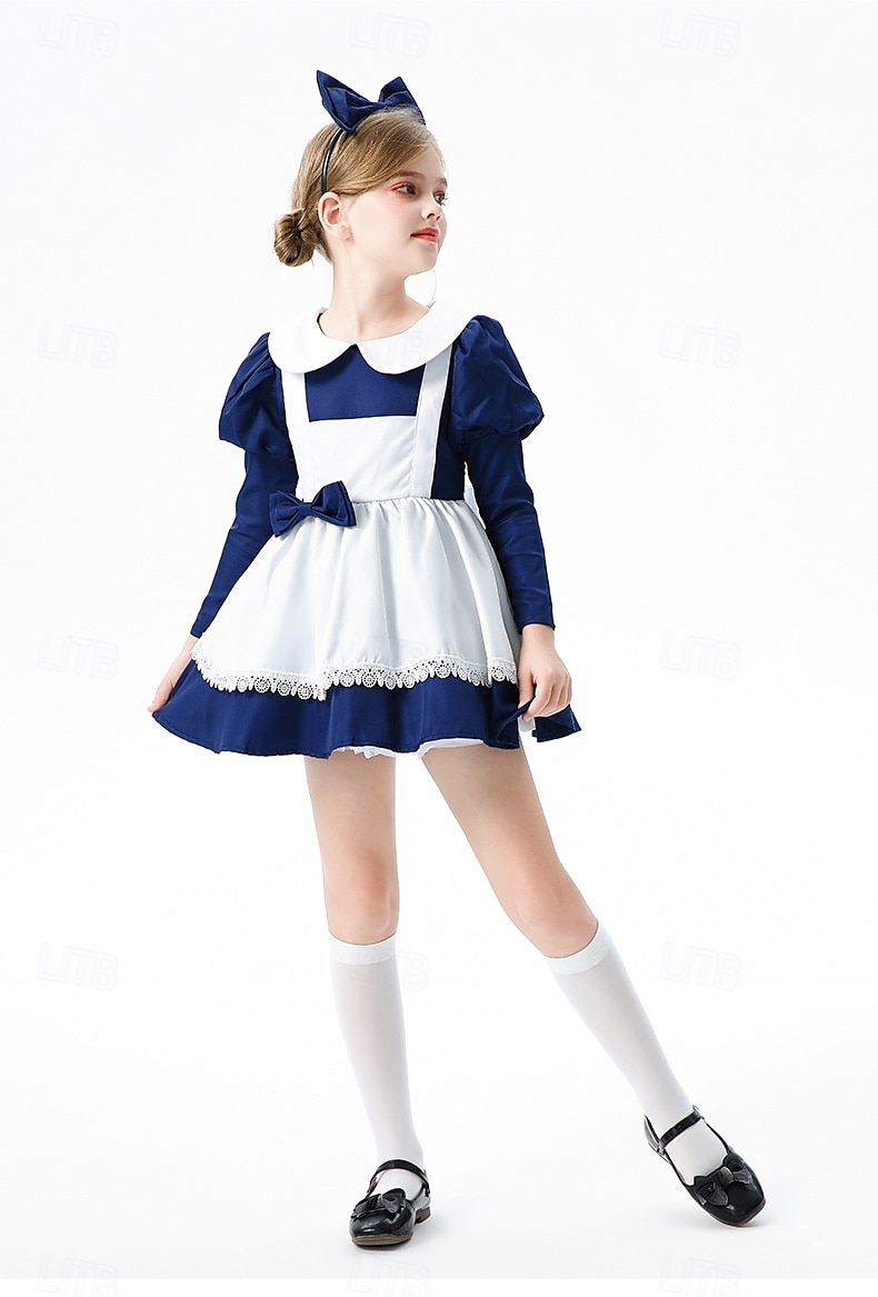 Alice au pays des merveilles Conte de Fées Alice Robe Costume Personnages de contes de fées Douce Lolita Cosplay de Film for Fille Enfant Halloween Carnaval Journée mondiale du livre Performance de 2025 ? $39.99 –P11