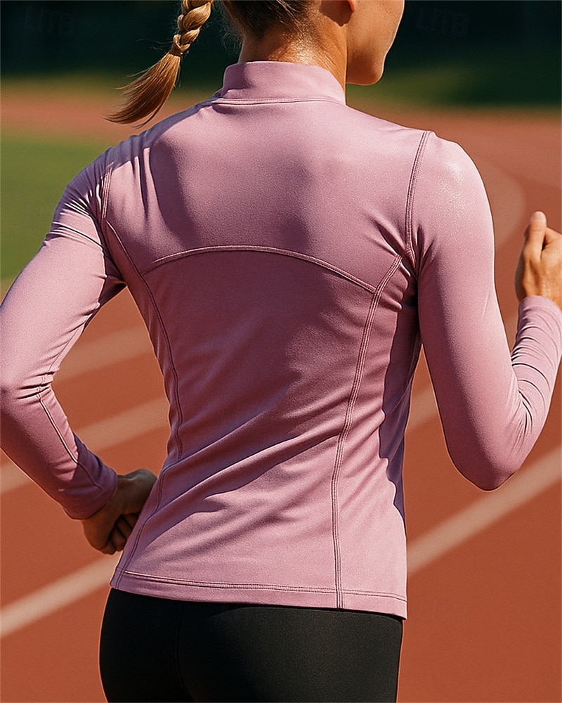 Damen Einfarbig Sweatshirt Laufoberteil Golf-Poloshirt Laufshirt Sommer Frühling Schlank Viertel Postleitzahl Langarm Schnelltrocknend Leicht Elastisch Atmungsaktiv Tennis Golfspiel Laufen Weinrot 2026 - $25.99 –P2